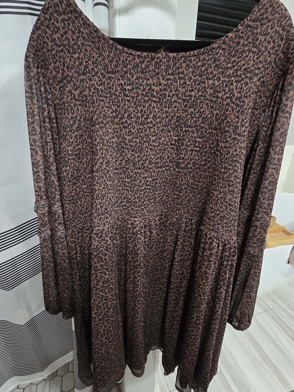Maurices Brown and Black Leopard Print Long Sleeve Dress
